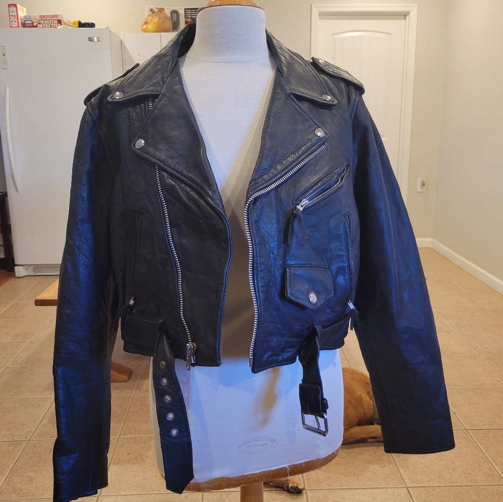 🔲EUC~ GENUINE LEATHER BIKER STYLE JACKET